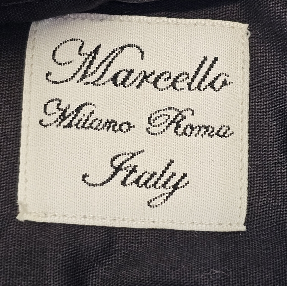 Women's 44 Marcello Italy Black Cotton blend collared dress shirt blouse top - Picture 8 of 10
